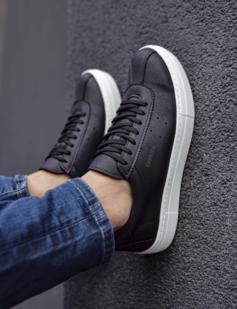 Ανδρικά ασπρόμαυρα Casual Sneakers δερματίνη CH163 φωτογραφία